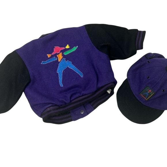 American Girl 18” Doll Purple Large Logo Varsity Jacket & Cap  GUC - Picture 11 of 13